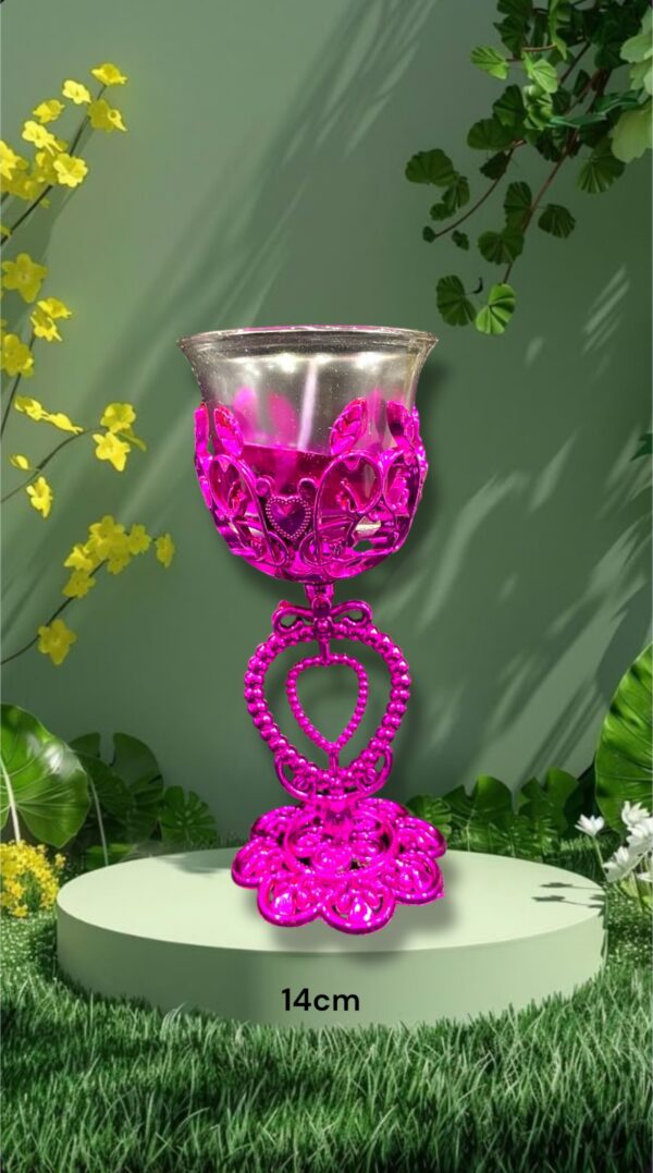 CANDELABROS PORTA VELA ESTILO COPA CON CORAZON