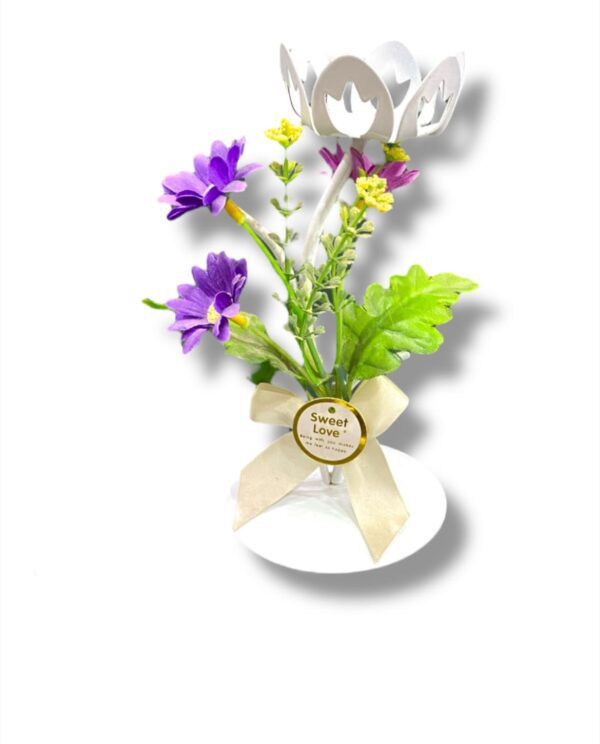 PORTA VELA CON FLORES 16CM