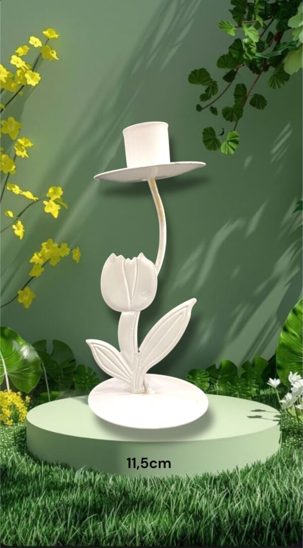 CANDELABROS PORTA VELA CON UNA ROSA 11,5