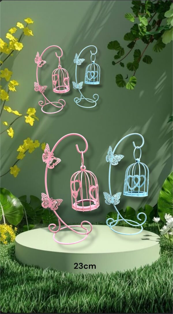 CANDELABROS PORTA VELA JAULA Y MARIPOSAS