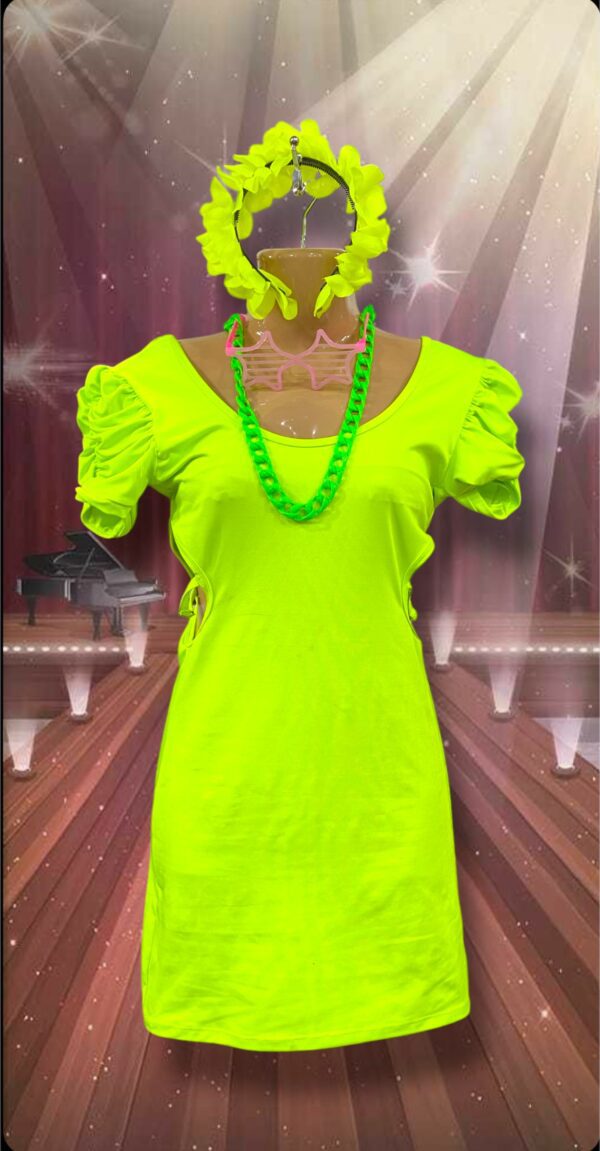 DISFRACES DAMA VESTIDO FLUOR Y COLLAR