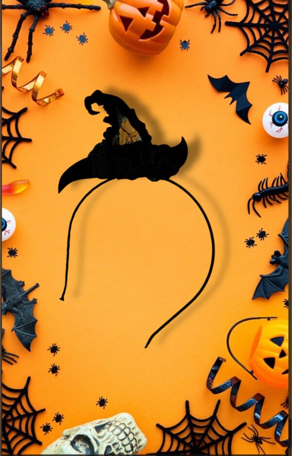 HALLOWEEN VINCHA CHICA CON GORRITO BRUJA