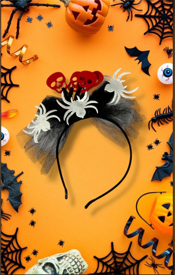 HALLOWEEN VINCHA ARAÑA Y TUL