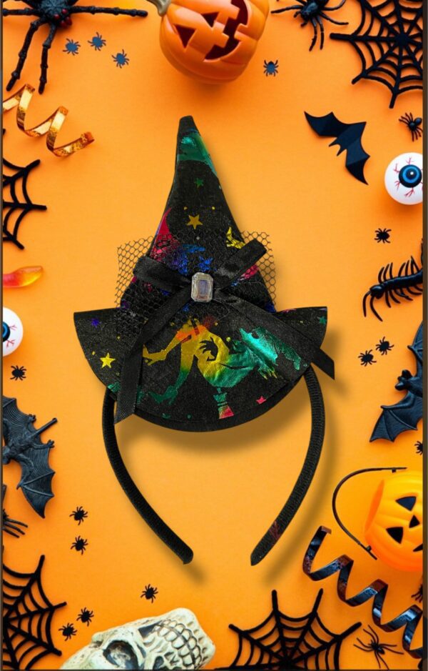 HALLOWEEN VINCHA GRANDE CON GORRO BRUJA