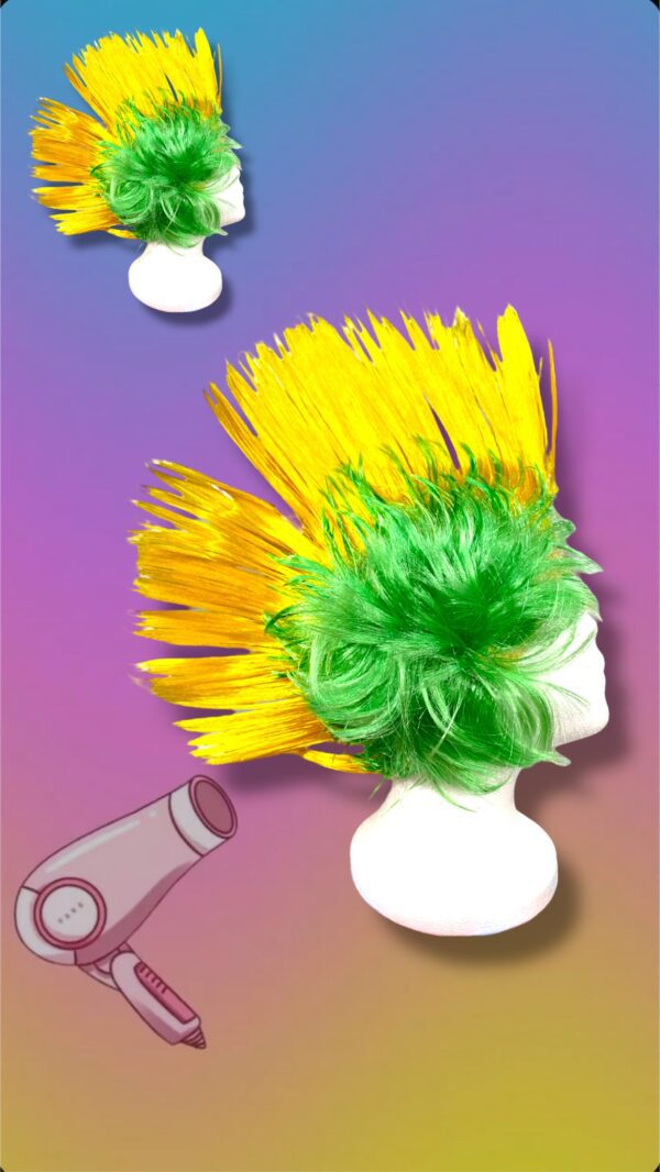 PELUCA AFRO EN VERDE Y AMARILLO