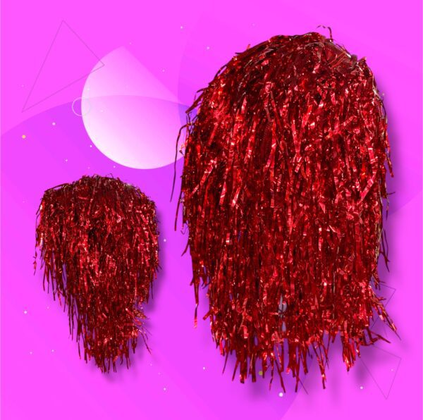 PELUCA METALIZADA EN ROJO
