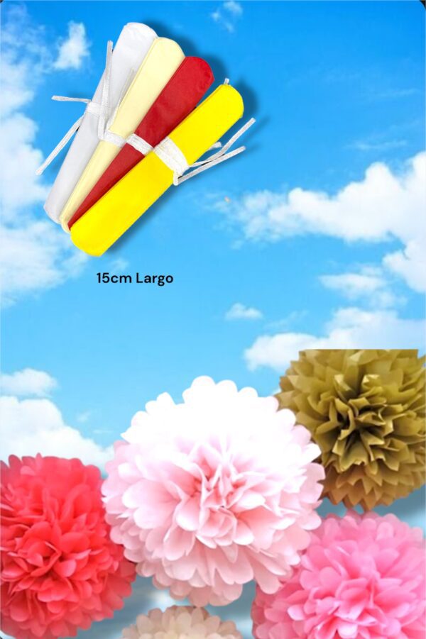POMPONES PAPEL COMUN 15cm LARGO