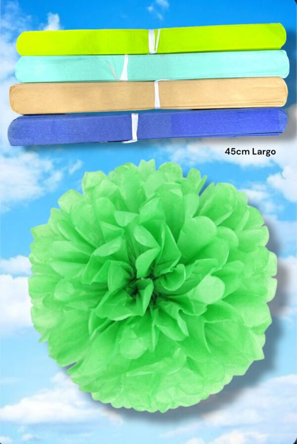 POMPONES PAPEL COMUN 45cm LARGO