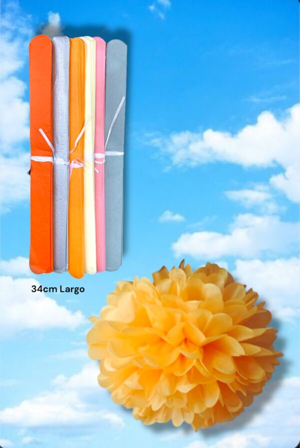 POMPONES PAPEL COMUN 34cm LARGO