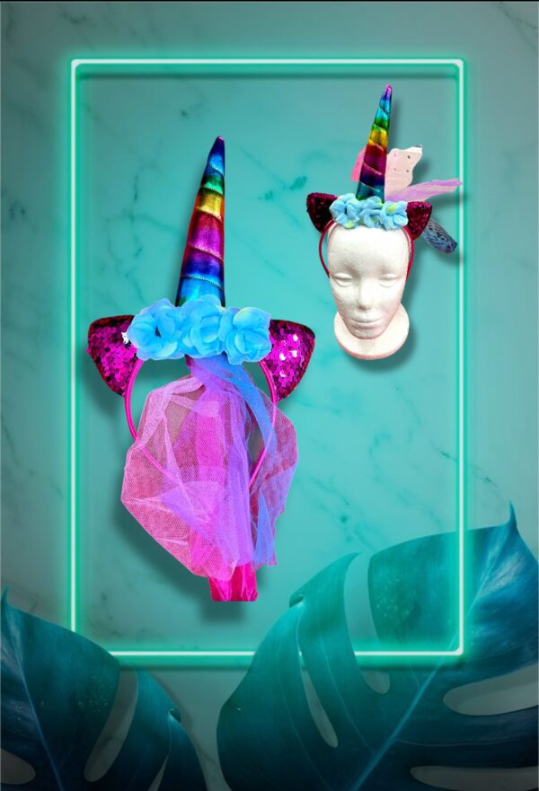 VINCHA UNICORNIO, TUL Y FLORES