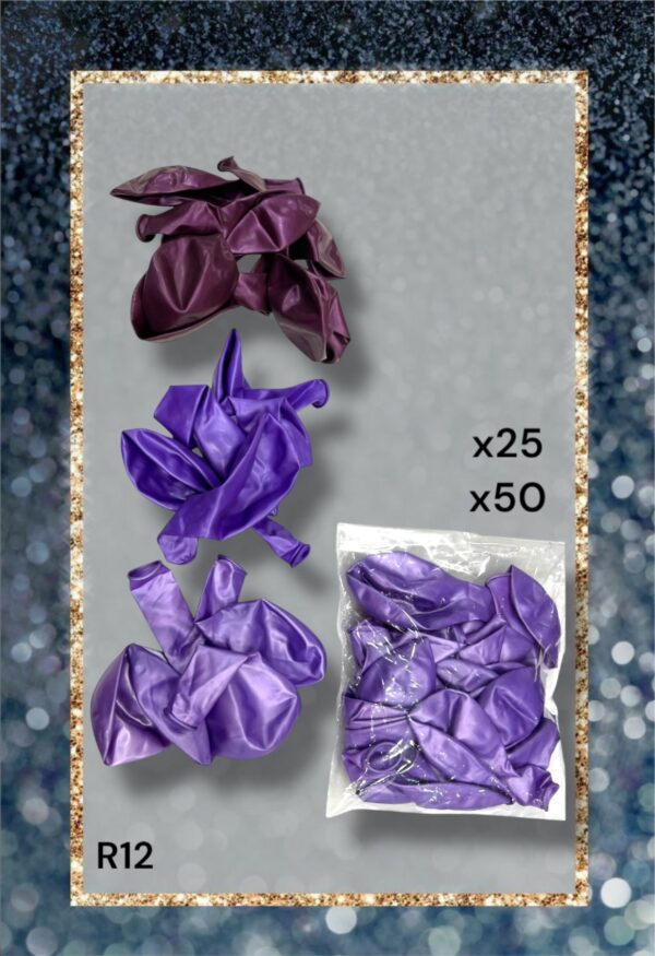 GLOBOS PERLADOS R12 x25 y x50VIOLETA Y BORDO