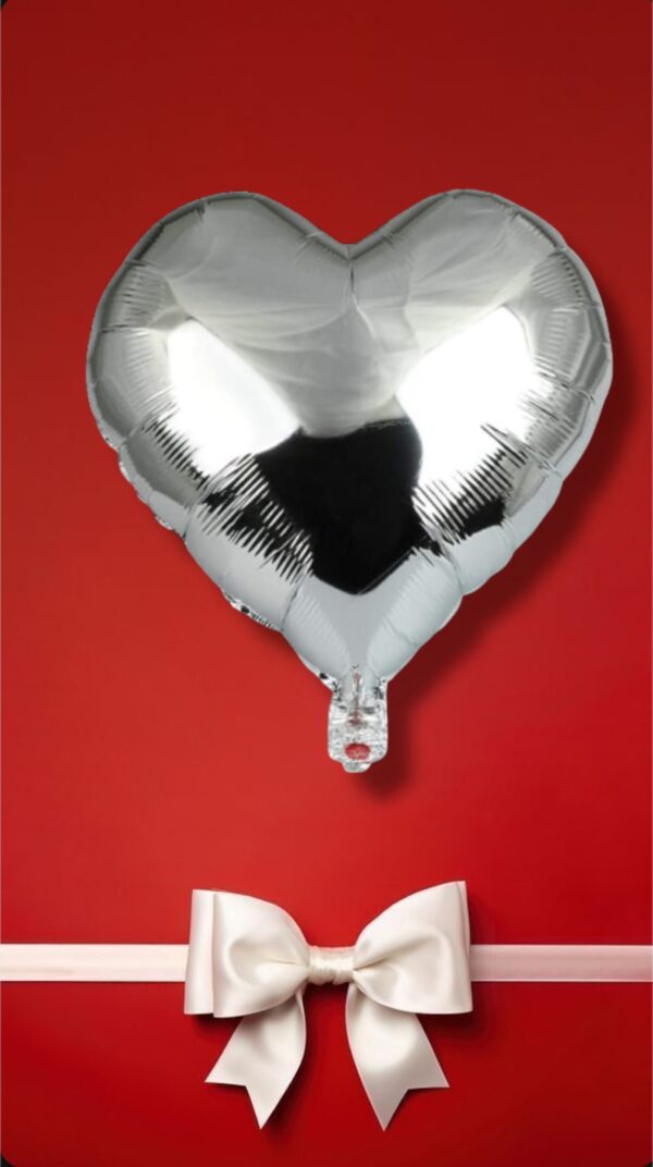 GLOBOS METALIZADO CORAZON PLATEADO