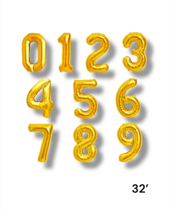 NUMEROS DE 32 PULGADAS EN DORADO