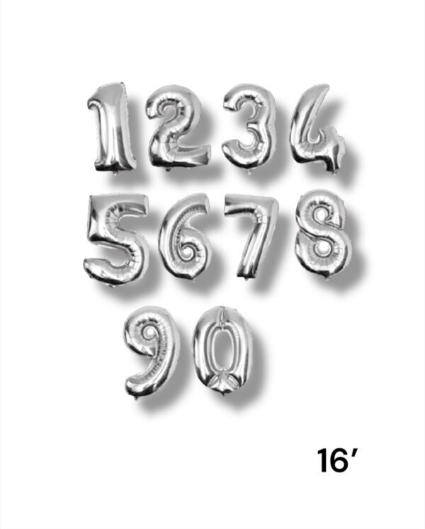 NUMEROS DE 16 PULGADAS EN PLATEADO