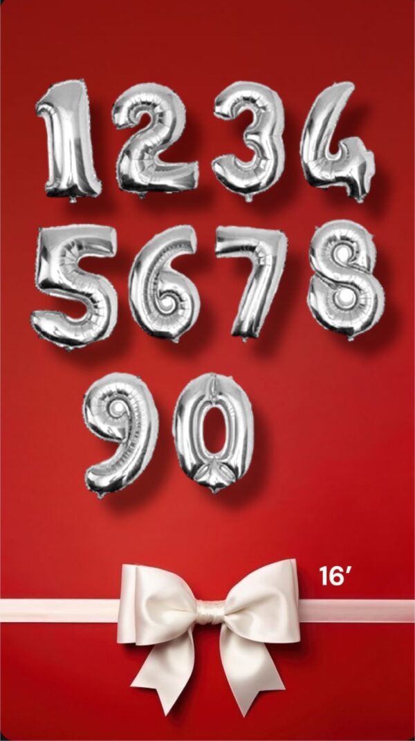 GLOBOS METALIZADO NUM 16 PLATEADO