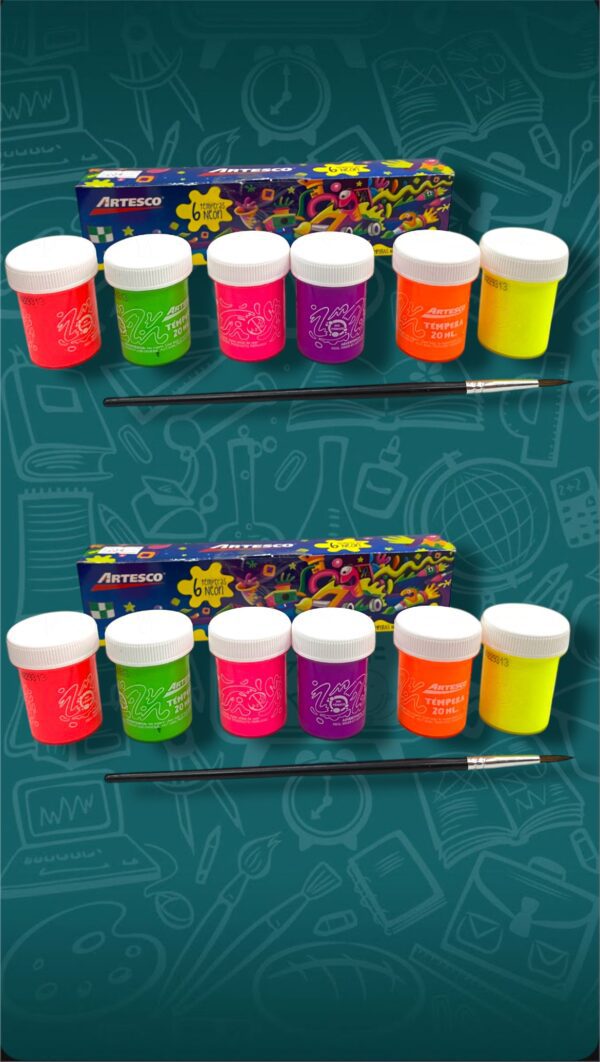 PINTURA TEMPERAS FLUOR x6