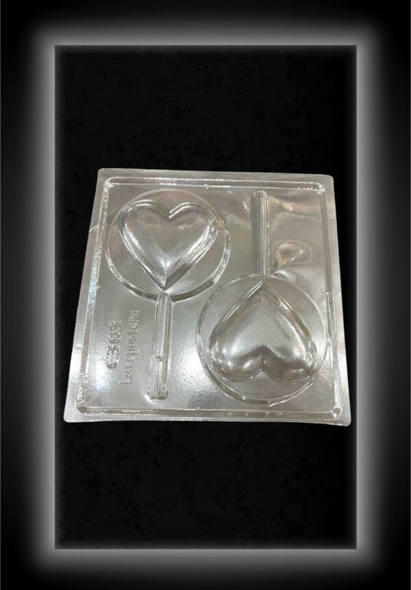 MOLDE ACETATO TRANSPARENTE PALETA CON CORAZON