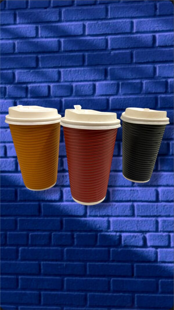 VASOS CON TAPA - DE CAFE CORRUGADO